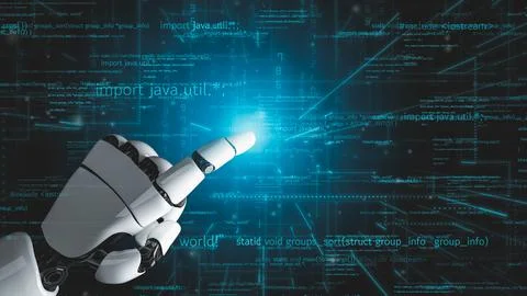 Futuristic robot artificial intelligence revolutionary AI technology concept Stock Illustration