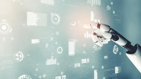 Futuristic robot artificial intelligence revolutionary AI technology concept Illustrazione stock