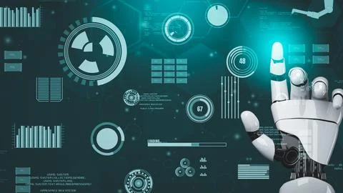 Futuristic robot artificial intelligence revolutionary AI technology concept Stock Illustration