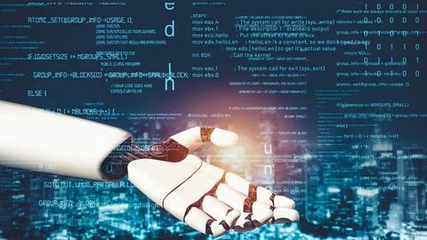 Futuristic robot artificial intelligence revolutionary AI technology concept Stock Illustration