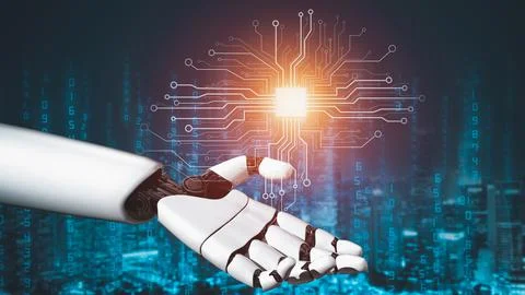 Futuristic robot artificial intelligence revolutionary AI technology concept Stockillustratie