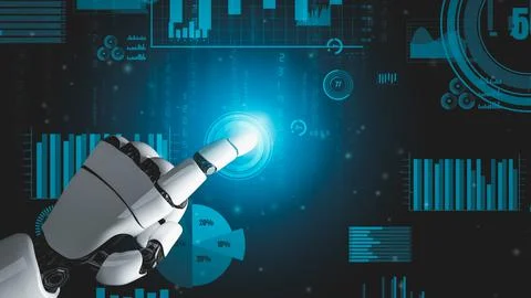 Futuristic robot artificial intelligence revolutionary AI technology concept Illustrazione stock