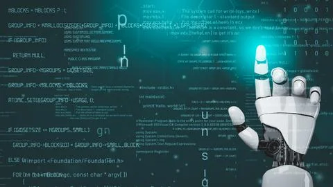 Futuristic robot artificial intelligence revolutionary AI technology concept Stock Illustration