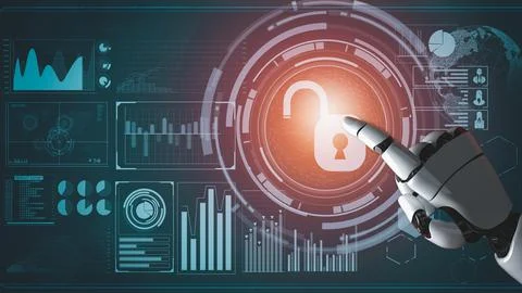 Futuristic robot artificial intelligence revolutionary AI technology concept Stock Illustration