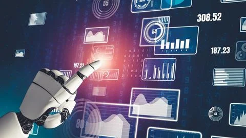 Futuristic robot artificial intelligence revolutionary AI technology concept Stock Illustration