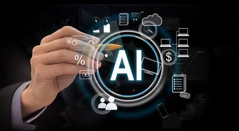 Futuristic robot artificial intelligence revolutionary AI technology development Stock Photos