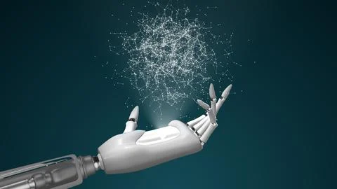 Futuristic robot with brain artificial intelligence concept Stock Illustration