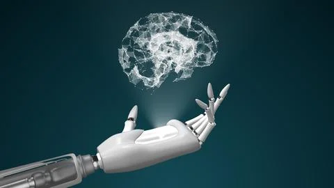 Futuristic robot with brain artificial intelligence concept Stock-Illustration