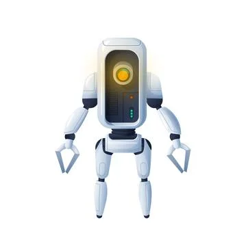 Futuristic robot with claws grabs camera interface Illustrazione stock