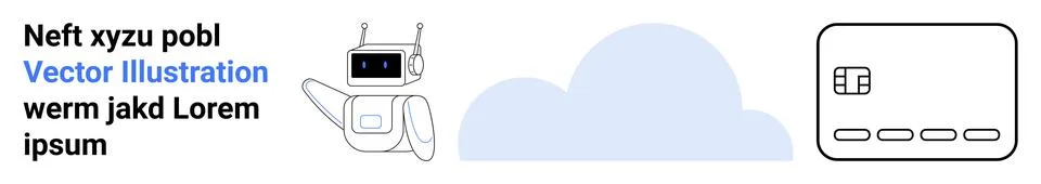Futuristic Robot with Cloud Computing and Interface Representation for Tech.. Illustrazione stock