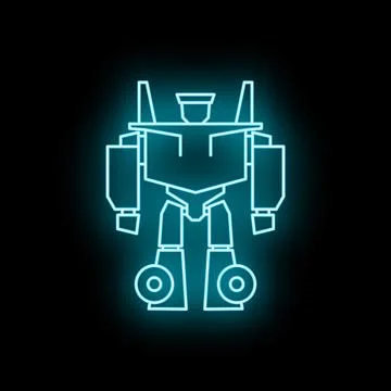 Futuristic robot creating glowing neon effect line art Stock Illustration