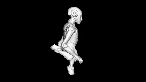Futuristic Robot in Dynamic Motion on Black Background Stock Footage 339053516