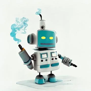 Futuristic, Robot  with e-cigarette Stock Illustration