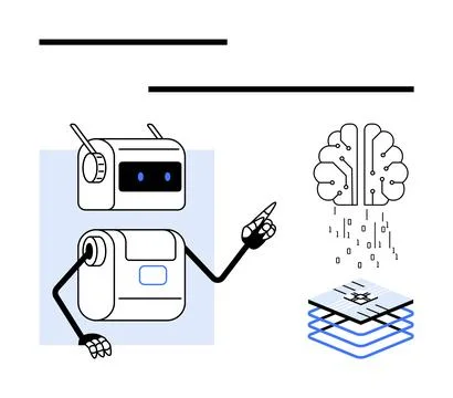 Futuristic Robot Explaining Artificial Intelligence and Neural Networks wit.. 스톡 일러스트