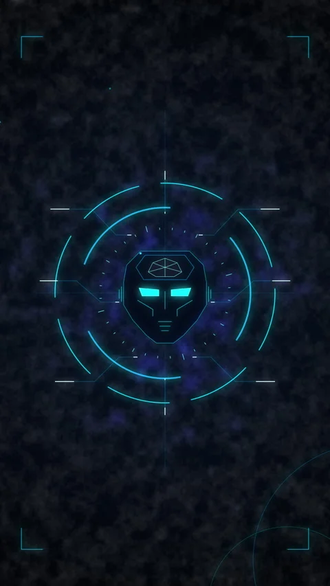Futuristic robot face scan, cybernetic interface, artificial intelligence, .. Stock Footage 348338684