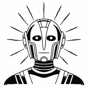 Futuristic Robot Head . The Face of Artificial Intelligence Stock-Illustration