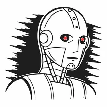 Futuristic Robot Head . The Face of Artificial Intelligence Stock Illustration