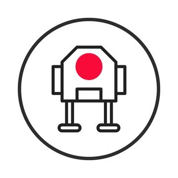 Futuristic robot head icon within a circular border showcasing artificial i.. Illustrazione stock