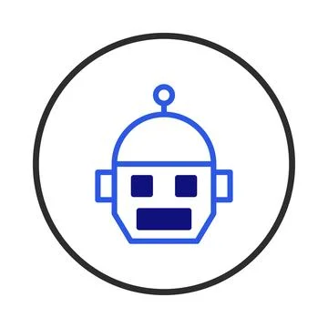 Futuristic robot head outline inside a circle representing artificial intel.. Stock Illustration
