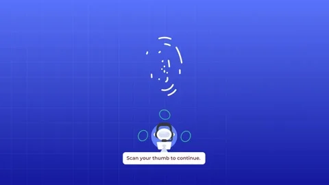 Futuristic Robot Interface Thumb Scan Authentication Animation 動画素材 332042327
