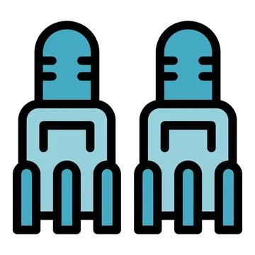 Futuristic robot legs walking forward with blue details Stock Illustration