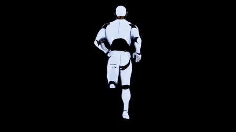 Futuristic Robot Running in Darkness Highlighting Technology and Innovation Stock Footage 339055611