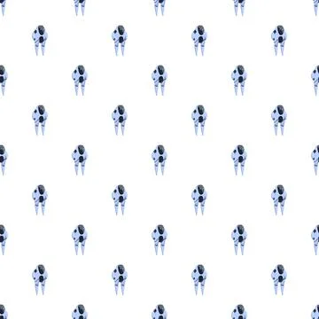 Futuristic robot seamless pattern repeating on white background 库存插图