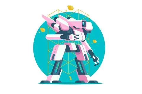 Futuristic Robot Stance Stock Illustration
