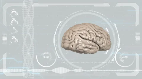 Futuristic robot with tentacles and human brain . concept anatomical future Video stock 59315352
