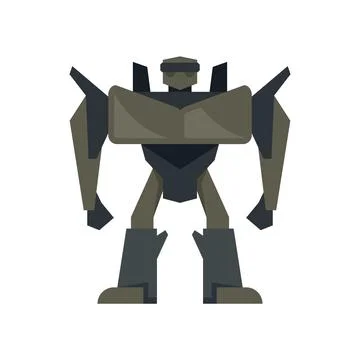 Futuristic robot transformer icon flat isolated Stock Illustration