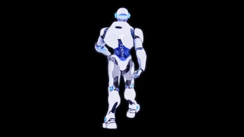 Futuristic Robot Walking Forward Into the Unknown Stock Footage 339054430