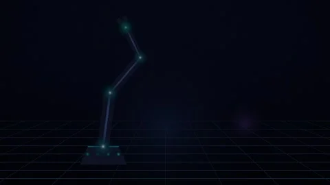 Futuristic Robotic Arm Moving on Grid 3D Animation Vidéo 347810862