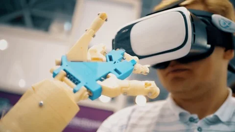 Futuristic robotic cyborg arm in action. Real robotic prosthesis. robotic arm Stock Footage 81752102