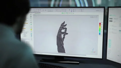 Futuristic Robotic Manufacturing Utilized By Interface To Make Robot Arm Parts Stock Footage 282785155