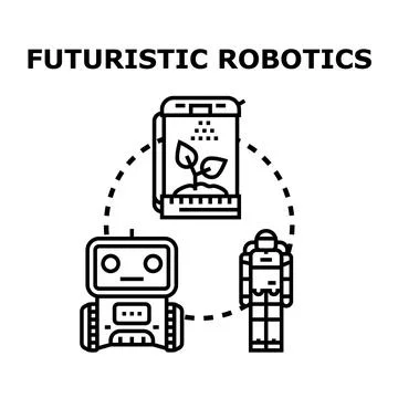 Futuristic robotics developing smart technology concepts Stock Illustration