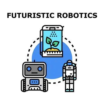 Futuristic robotics developing smart technology concepts Stock Illustration