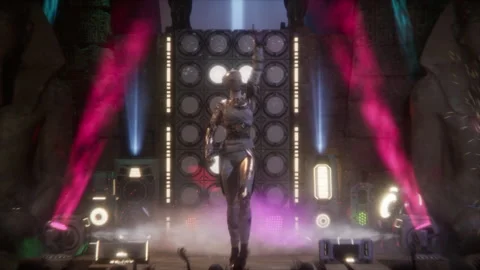 Futuristic rock vibes with the alien queen mummy Stock Footage 294261216