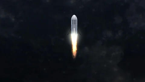 Futuristic rocket flying over the moon - space and moon tourism - 3d rendering Stock Footage 105026954