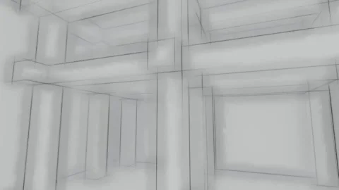 Futuristic Room With Circular Tunnel Forms Stock Footage 320828069