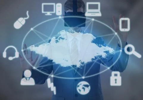 Futuristic room interface, the cloud Foto stock