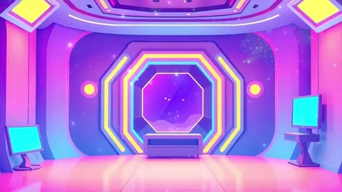 Futuristic Room: a interior view in pastel colored theme Stock Footage 304254859