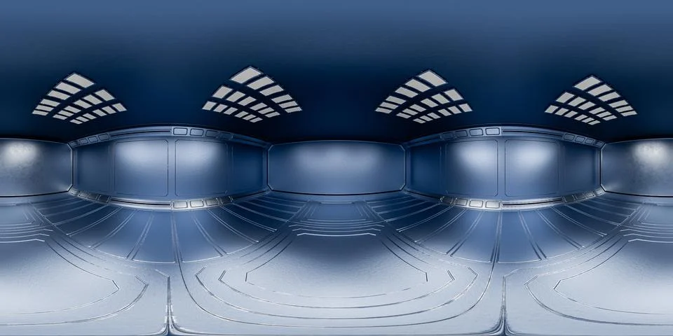 Futuristic room virtual reality map. Spherical hdri panorama 360 degrees in.. Stock Illustration