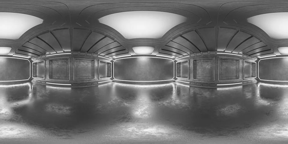 Futuristic room virtual reality map. Virtual showroom. warehouse, corridor... Illustrazione stock