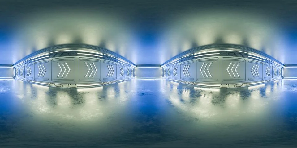 Futuristic room virtual reality map. Full seamless spherical hdri panorama .. イラスト素材
