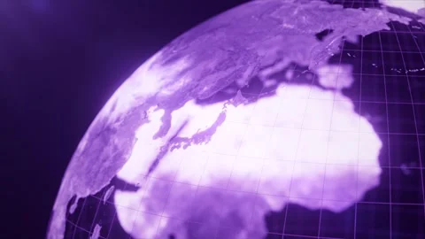 Globe Tech Earth tournant sur son propre axe sur fond cyan