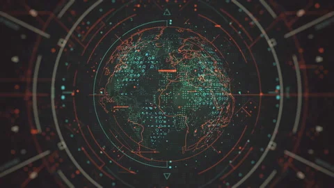 Futuristic Rotating Globe with Highlighted Elements Stock Footage 121801757