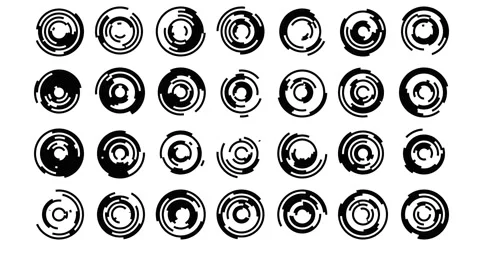 Futuristic round control gadgets in black and white Stock Footage 171684458