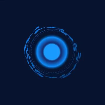 Futuristic round frame, touch effect, vector digital circuit border, virtual Stock Illustration