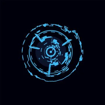 Futuristic round frame, vector illustration for web design isolated on black. Stock Illustration