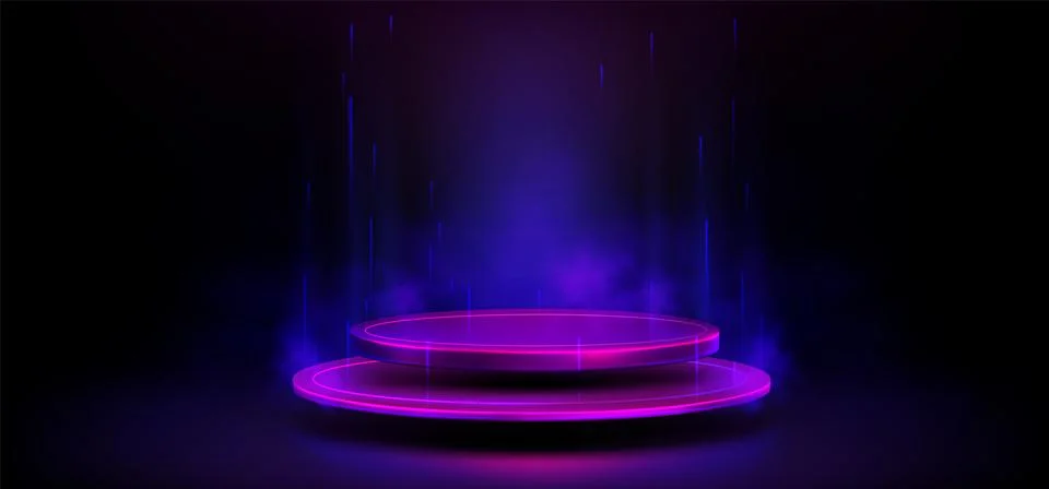 Futuristic round platforms on black background Stock Illustration